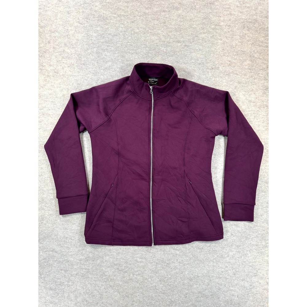 32 Degrees Heat Track Jacket Womens Medium Burgundy Stretch Mock Neck Full Zip